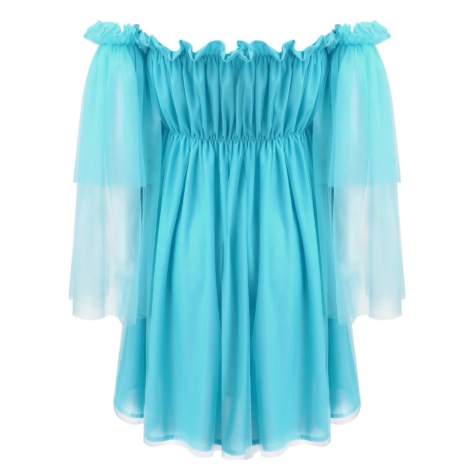 Off Shoulder Ruffle Dresses For Women Elegant Summer High Waist Loose Wedding Dress Summer Women's Dresses Beach Female Dress