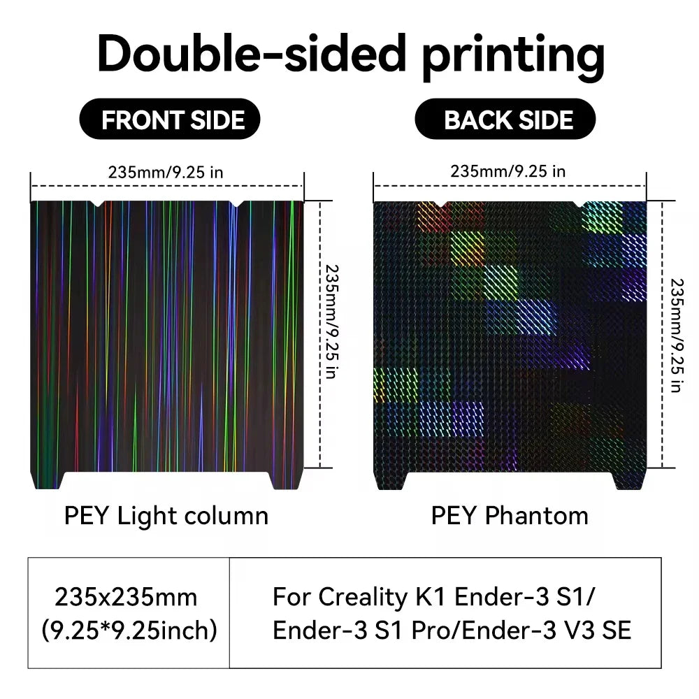 K1C PEI Sheet K1 Build Plate Double Sided PEO PET Spring Steel Sheet Ender 3 V3 SE H1H Plate for For Ender-3 S1 Pro/ Ender-5 S1
