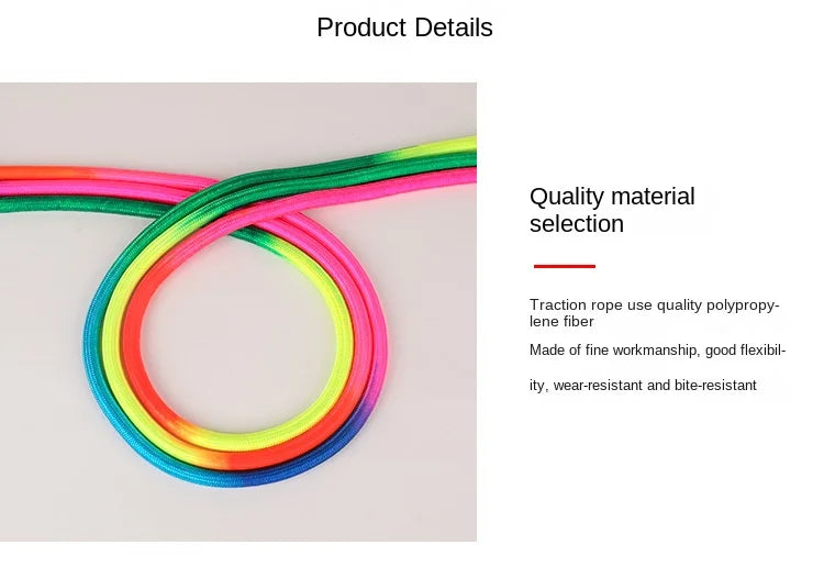 Dog Pet Leash + Harness Two-Piece Set Cat Leash Colorful Pet Harness Round Rainbow Color Cat Leash Dog Chain