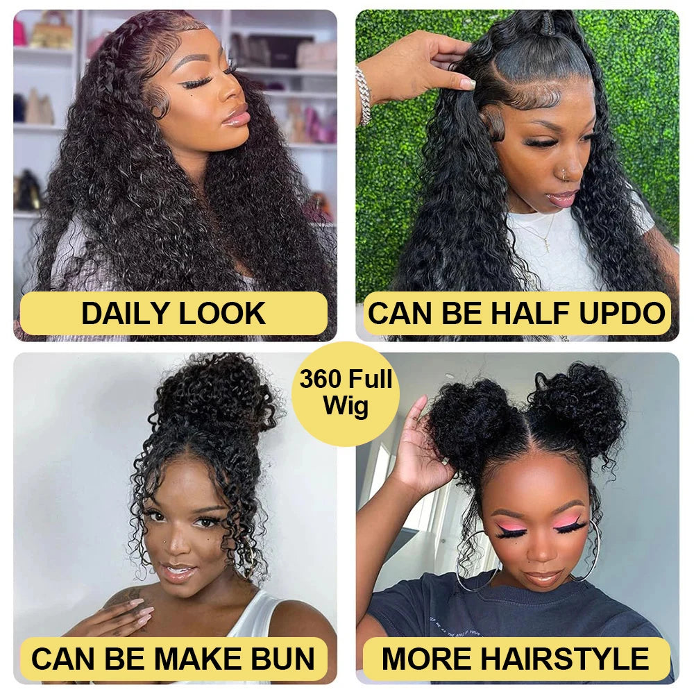 40 Inch Deep Wave 13x6 Hd Lace Frontal Human Hair Wigs 250 Density Brazilian Curly Water Pre Cut Lace Glueless Wig Ready To Wear