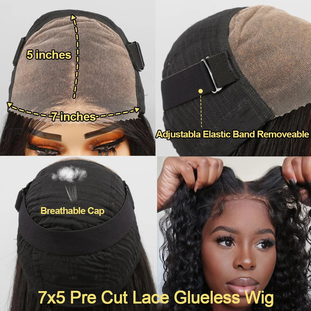 40 Inch Deep Wave 13x6 Hd Lace Frontal Human Hair Wigs 250 Density Brazilian Curly Water Pre Cut Lace Glueless Wig Ready To Wear