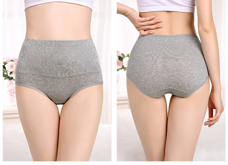 3Pcs/Lot Plus Size Underwear Women High Waist Women's Panties Cotton Brief Girl Breath Panty Abdominal Underpants Ladies L-5XL