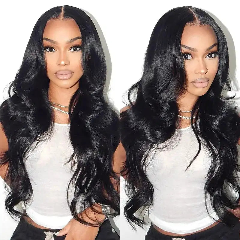 Body Wave 13x4 Lace Front Wig Pre Plucked Remy Brazilian Human Hair Wigs Natural Black 180% Density Transparent Lace Frontal Wig