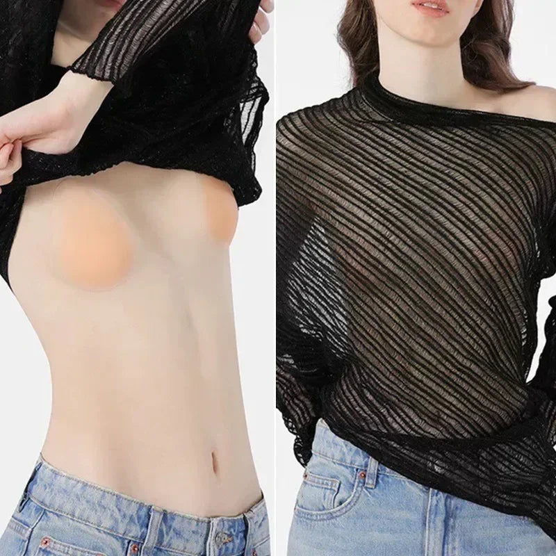 2pcsNo Glue Sticky Nipple Cover Plunge Droplet Invisible Bra Ultra Thin Seamless Silicone Nubra StickersLiftingBreastPadsPasties