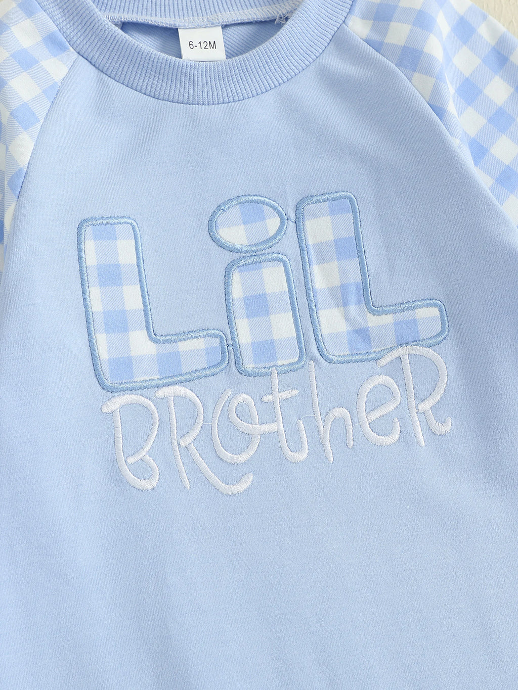 Baby Boy Fall Romper Plaid Print Letter Embroidery Long Sleeve Round Neck Full Length Jumpsuit