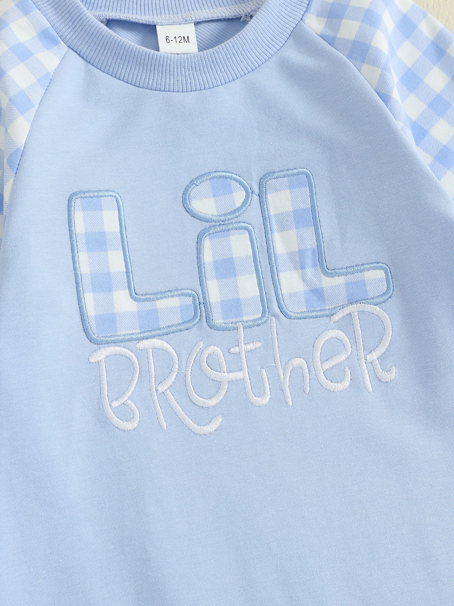 Baby Boy Fall Romper Plaid Print Letter Embroidery Long Sleeve Round Neck Full Length Jumpsuit