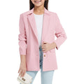 Youth Winter Coat Girls Long Sleeve Shawl Formal Suit Jacket Open Front Inner Pocket For Kids Girls Dress Up Coat Ropa De NiñA