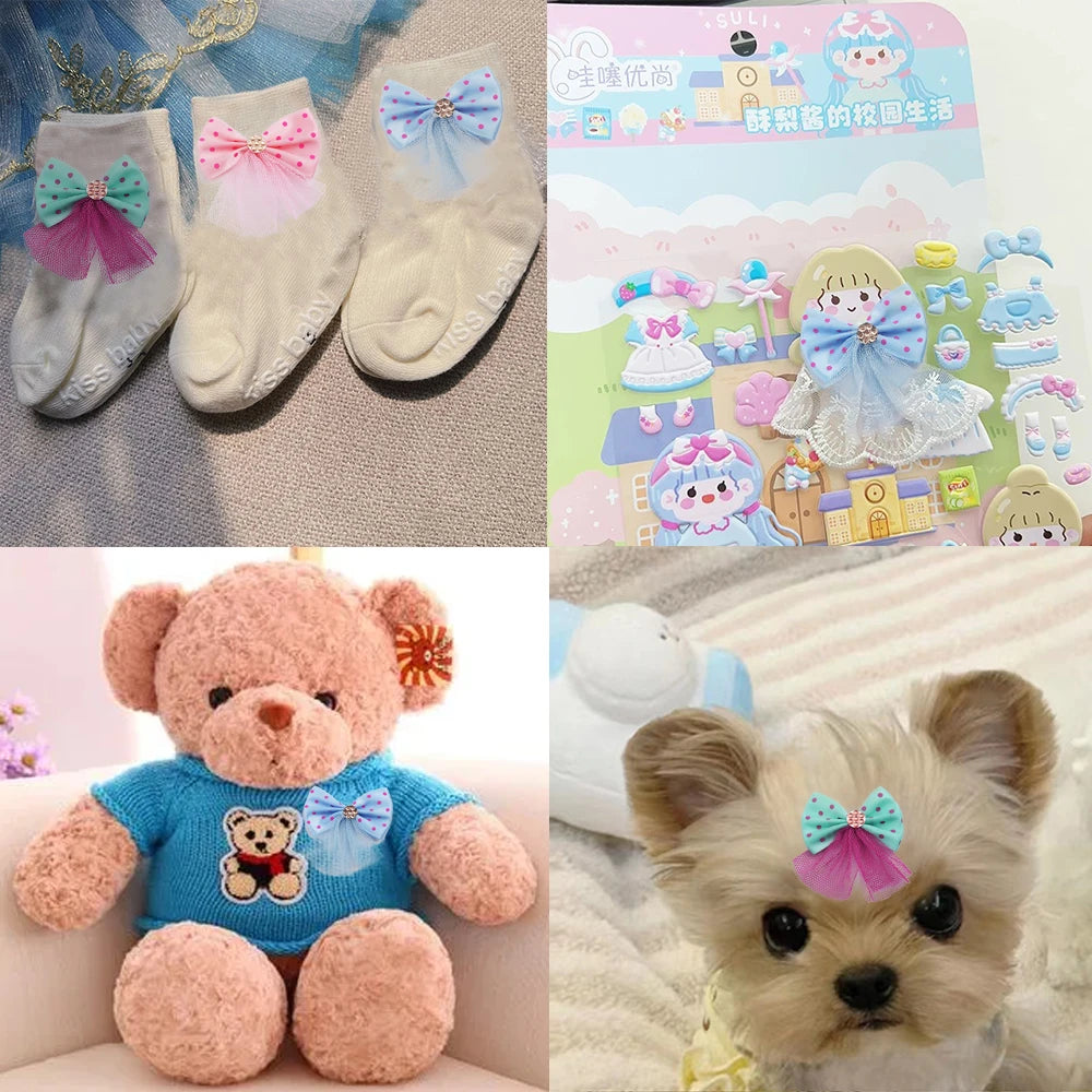 10PCS Dog Bow Dog Hair Accessories Handmade No Clip, No Rubber Band Pet Clothing Decoration Bows For Dogs Cats Pet Accessories