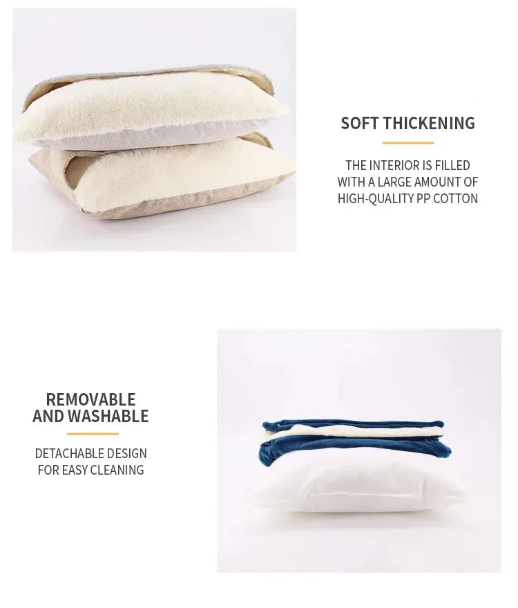 Pet Bed Dogs Kennel Winter Warm Removable Washable Bite-resistant Puppy Sofa Cushion Plush Cat Mat for Large Pet Sleeping Bag