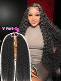 Curly U V Part Wig Human Hair 180% Density No Leave Out No Glue 30 36 Inch Deep Curly Wave U Part Human Hair Wig for Women