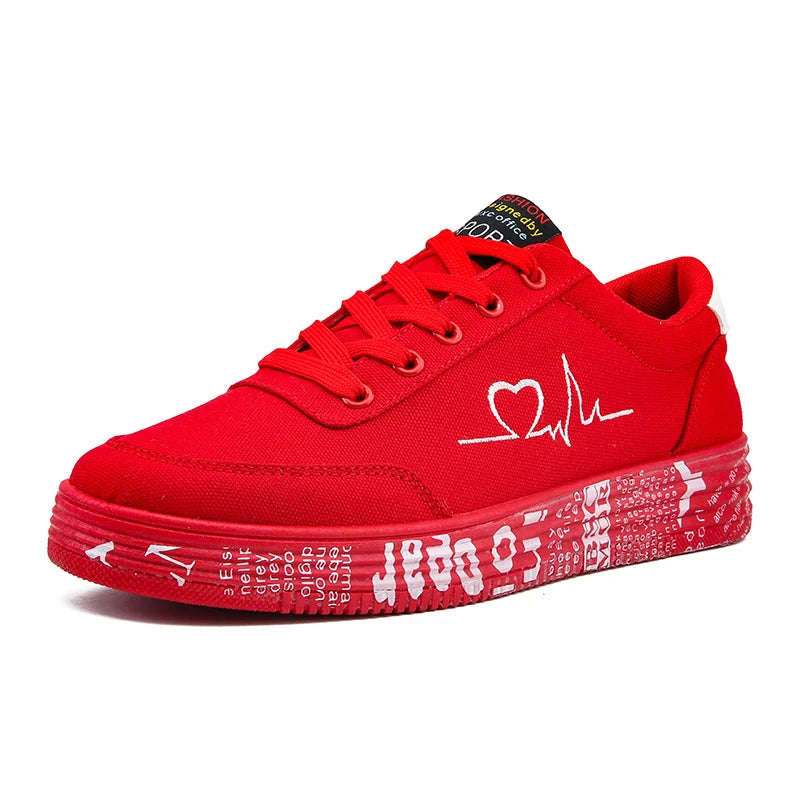 Fashion Women Vulcanized Shoes Sneakers Ladies Lace-up Casual Shoes Breathable Canvas Lover Shoes Graffiti Flat Zapatos Hombe
