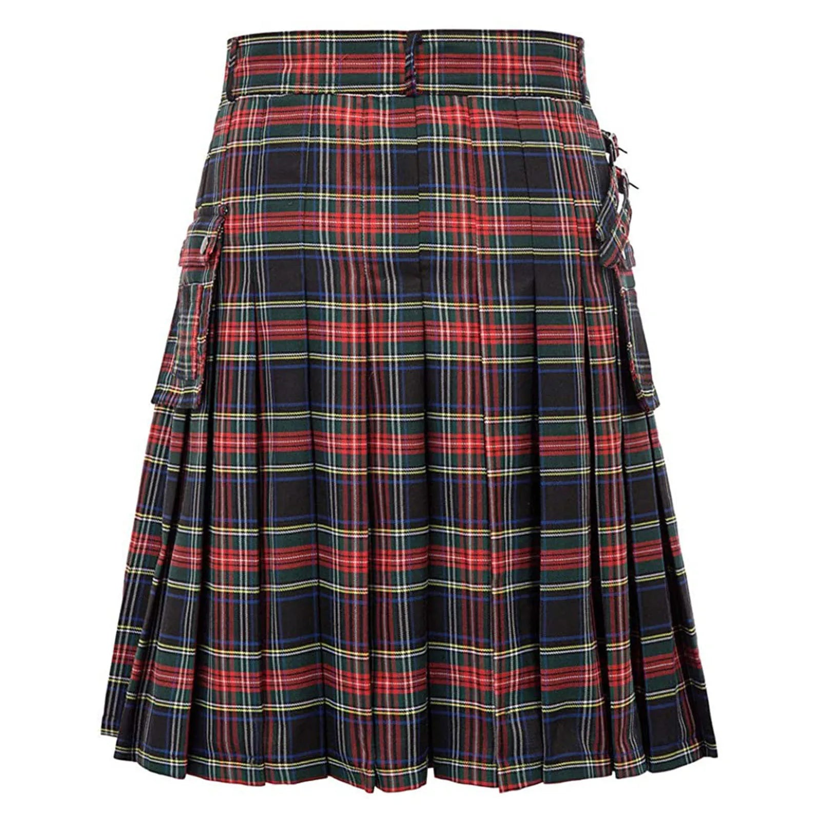 Mens Scottish Plaid Skirts Traditional Highland Tartan Practical Kilt Vintage Pleated Skirt Cosplay Carnival Fancy Party Dress