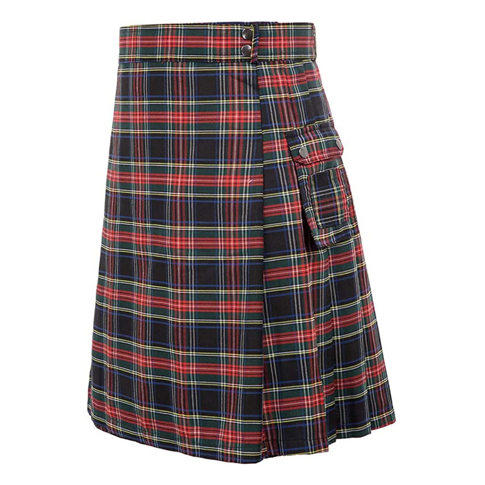 Mens Scottish Plaid Skirts Traditional Highland Tartan Practical Kilt Vintage Pleated Skirt Cosplay Carnival Fancy Party Dress