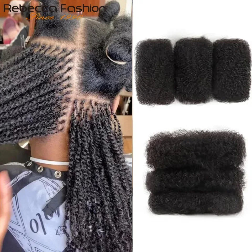 Afro Kinky Bulk Human Hair Extensions QVR US Local Shipping Natural Black/Brown Lightweight For Braiding Styling Everyday Wear