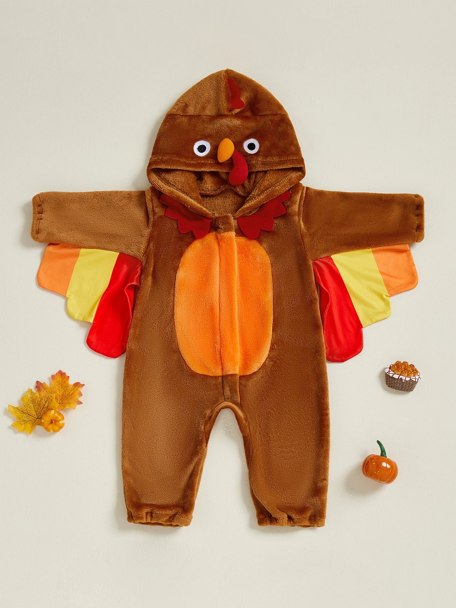 Adorable Infant Turkey Outfit with Soft Hooded  for Baby Boys and Girls - Cute Thanksgiving Costume for Toddlers