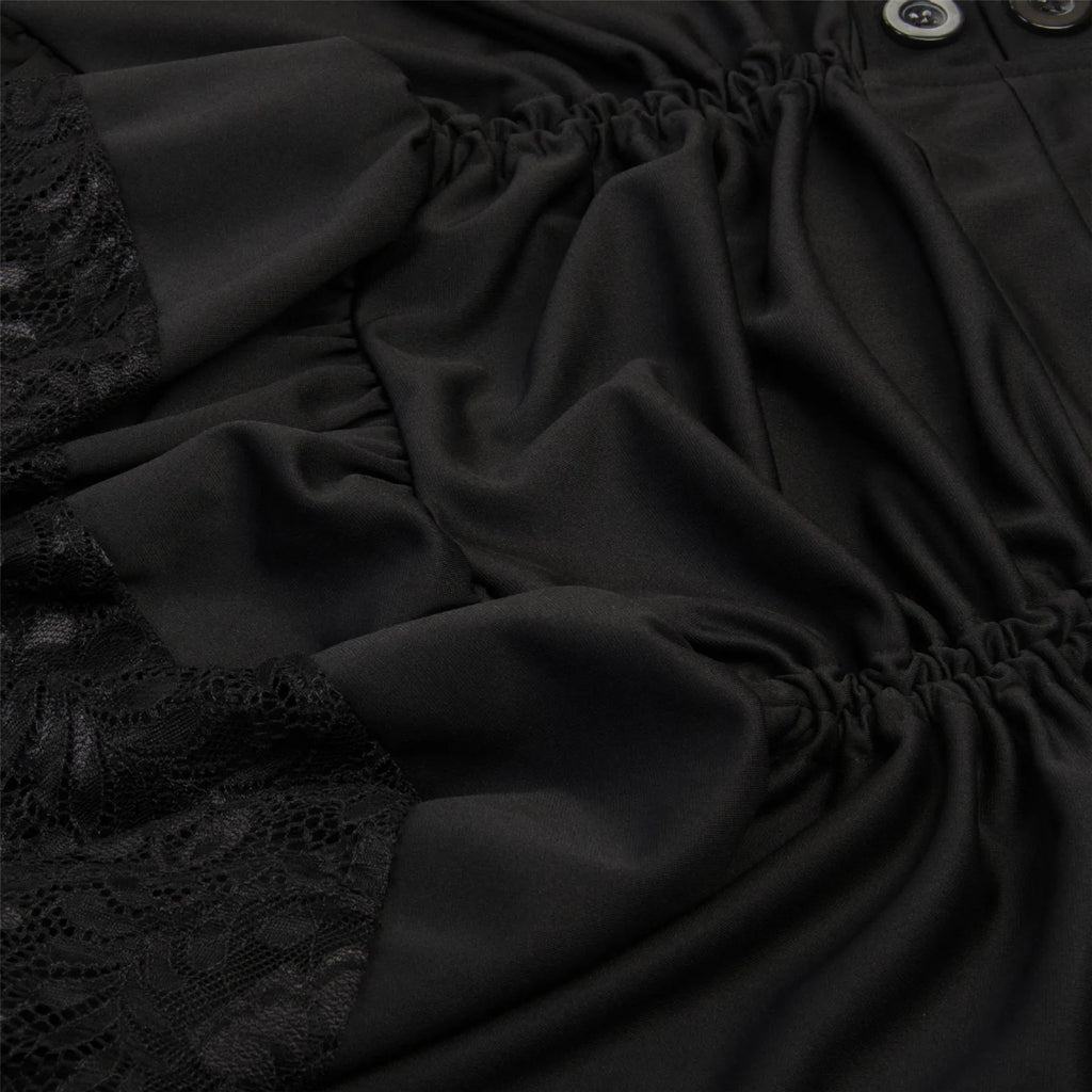 Women's Skirt Drawstring Patchwork Nightclub Party Gothic Halloween Lace Patchwork Skirt Perspective Hem Skirts for Women