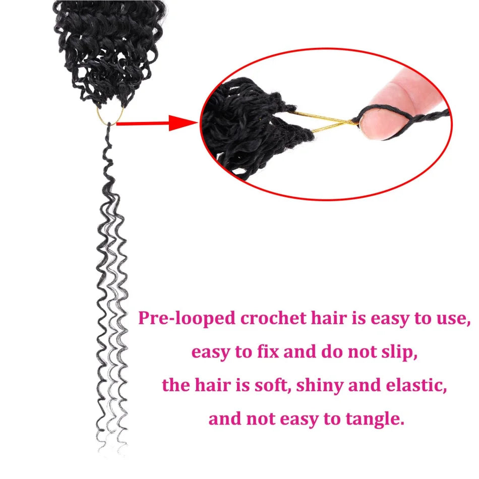 Kinky Curly Crochet Human Hair Wigs 120G Feather Miracle Knots Knotless Invisible Pre Looped Burmese Curly Deep Wave Extensions