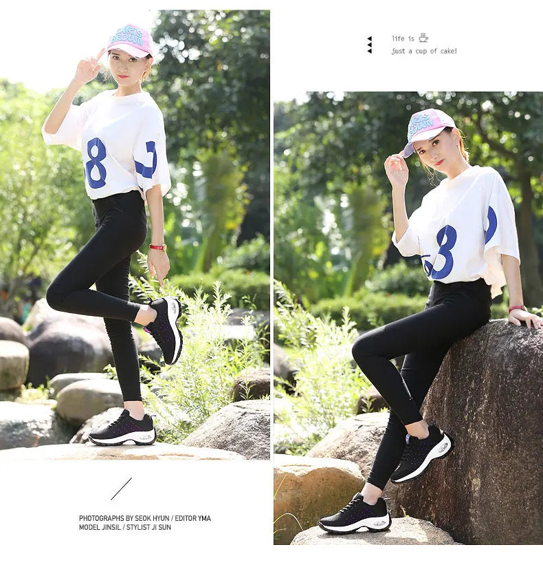 2025 Women's Fashion New Product: Sports Walking Shoes Breathable and Lightweight Casual Walking Platform Shoes Calzados Mujeres