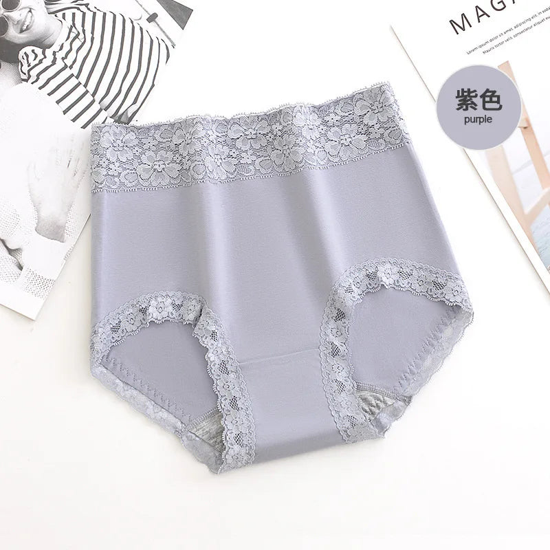 12PCS High quality Cotton Panties Women's Underwear High waist  Lace Resilient Soft  Briefs Abdomen In Slimming lingerie