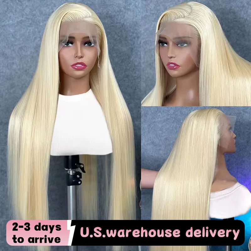 613 Blonde Straight HD Transparent 13x5 13x6 Lace Front Human Hair Wigs Brazilian PrePlucked 40 Inch Lace Frontal Wig Human Hair