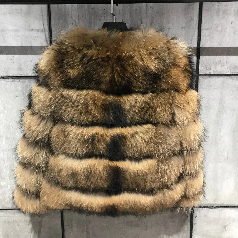 Women Fake Raccoon Fur Coat Ladies Winter Thick Warm Furry Faux Fur Fox Jackets Coats Patchwork Outerwear casaco feminina frio