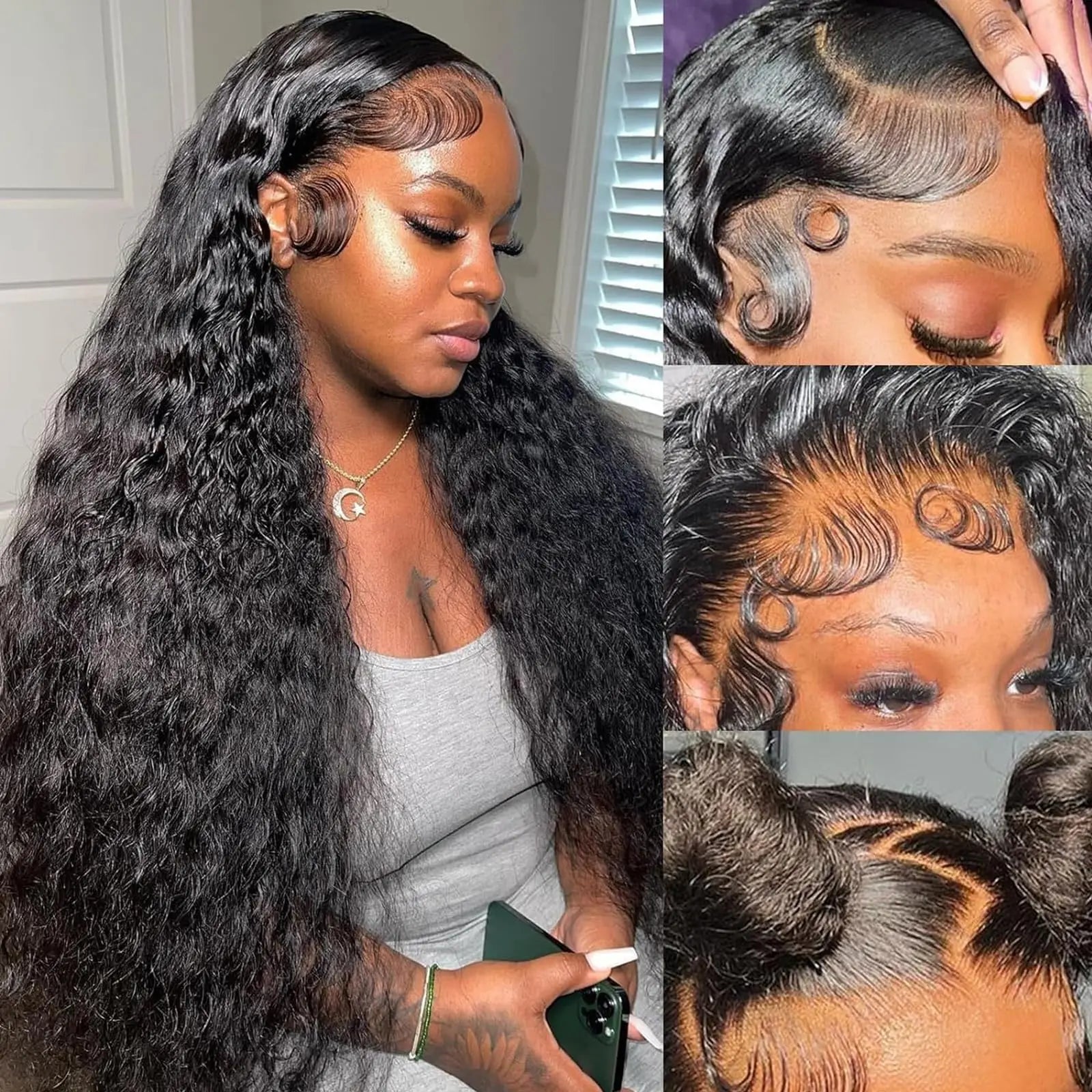 40 Inch Deep Wave 13x6 Hd Lace Frontal Human Hair Wigs 250 Density Brazilian Curly Water Pre Cut Lace Glueless Wig Ready To Wear