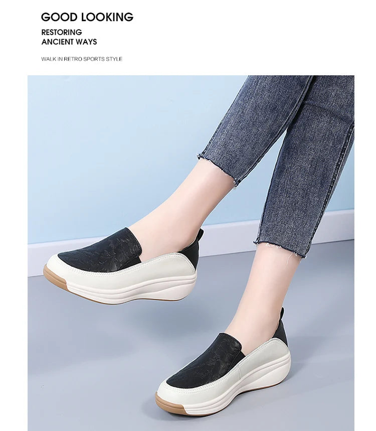 New women's 43 casual shoes, 100% genuine leather breathable and fashionable leather shoes for walking