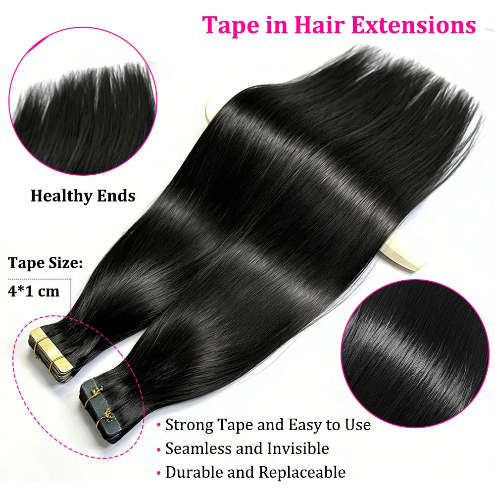Reba Mini Tape In Human Hair Extensions Straight Human Hair European Remy Tape Adhensive Real Thick Human Hair Extensions 20pcs