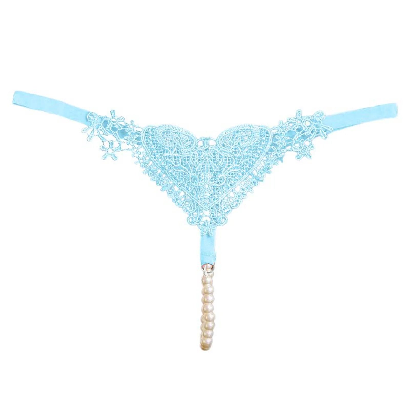 Seamless Crotchless Underwear Women Erotic Floral Embroidered Beading Sexy Lingeries Female Lace Hollow Out Pearl Panties