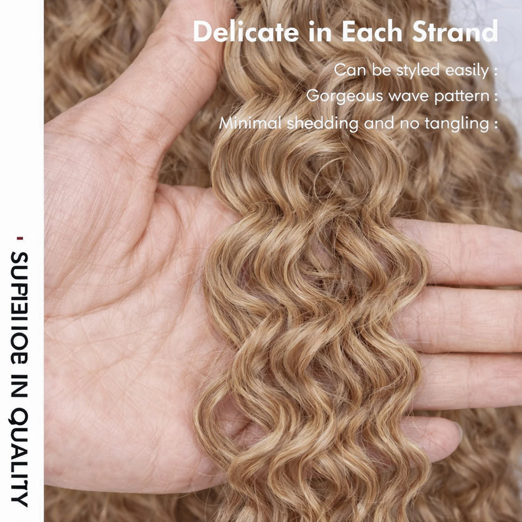 Honey Blonde Kinky Curly Feather Crochet Human Hair Extensions Knotless Pre-Separated Boho Braids Burmese Curly Invisible Knots