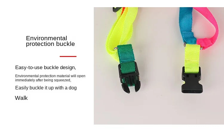 Dog Pet Leash + Harness Two-Piece Set Cat Leash Colorful Pet Harness Round Rainbow Color Cat Leash Dog Chain