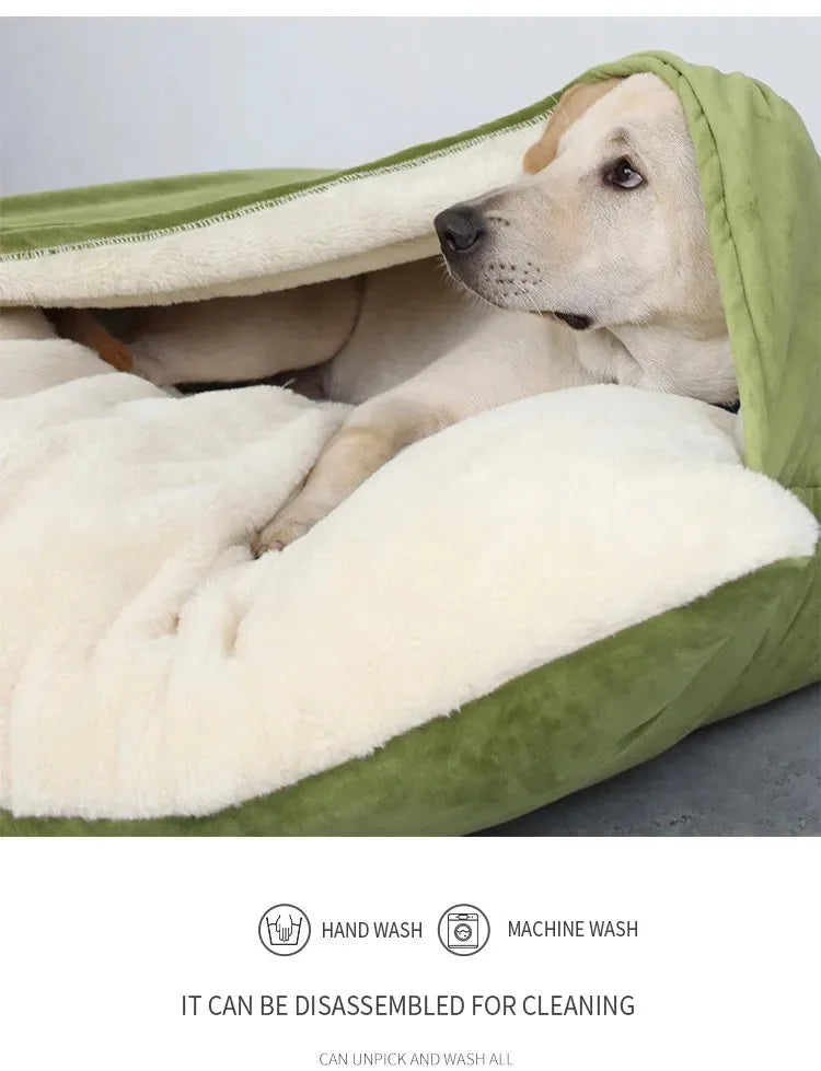 Pet Bed Dogs Kennel Winter Warm Removable Washable Bite-resistant Puppy Sofa Cushion Plush Cat Mat for Large Pet Sleeping Bag