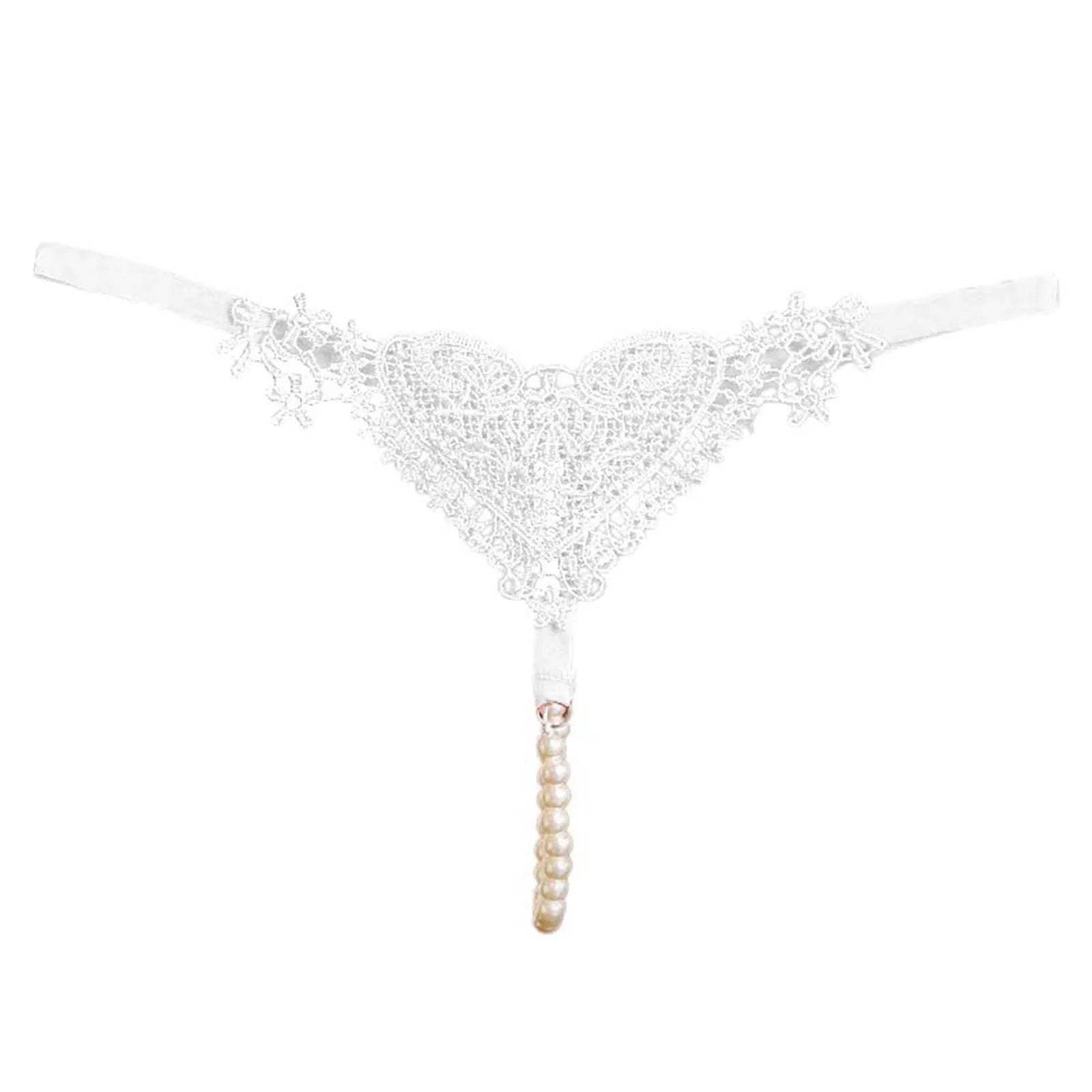 Seamless Crotchless Underwear Women Erotic Floral Embroidered Beading Sexy Lingeries Female Lace Hollow Out Pearl Panties