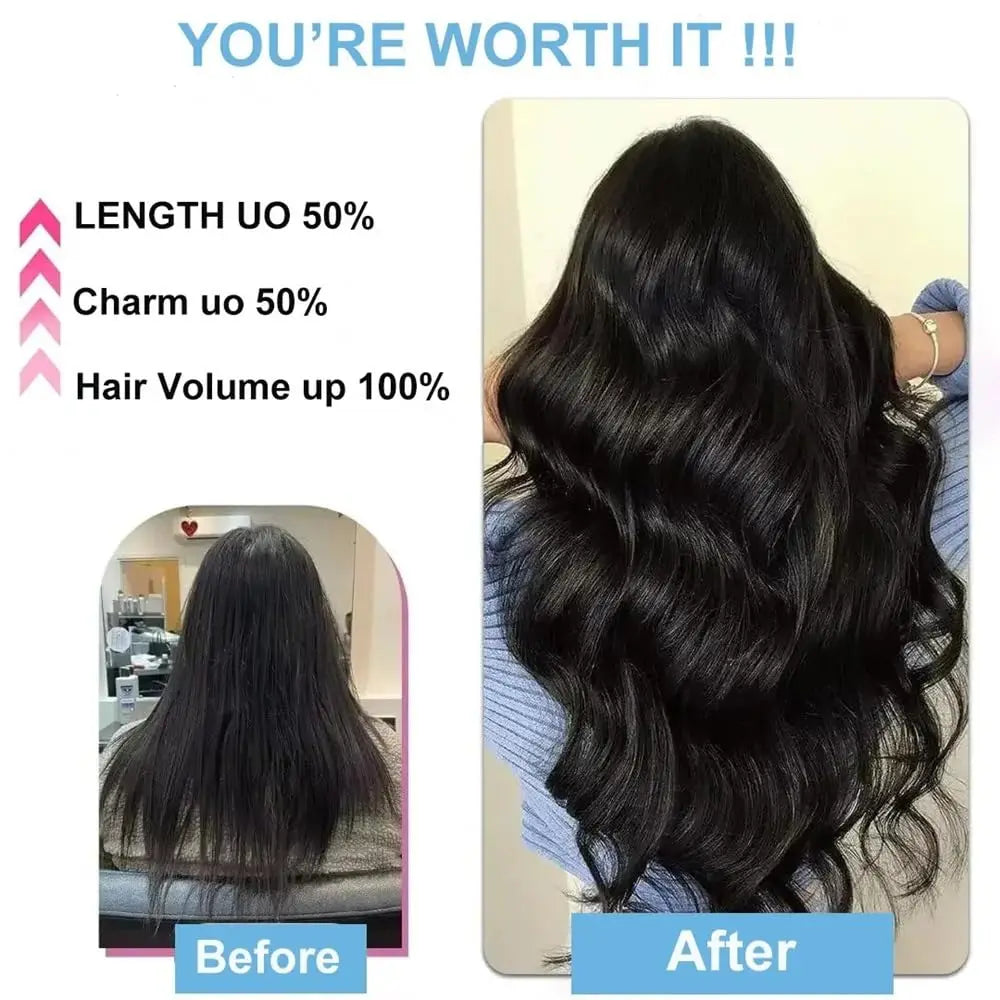 Body Wave Tape in Hair Extensions 100% Real Human Hair Extensions #1B Natural Black Invisible Tape in Hair Extensions 20pcs 26in