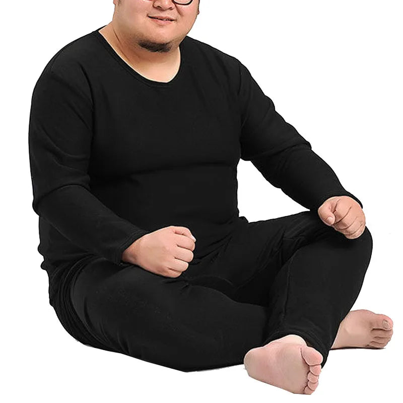 Winter Thermal Underwear Suit Man 6XL Size Fleece keep warm Men Long Johns Loose Elasticity Homewear Nightwear