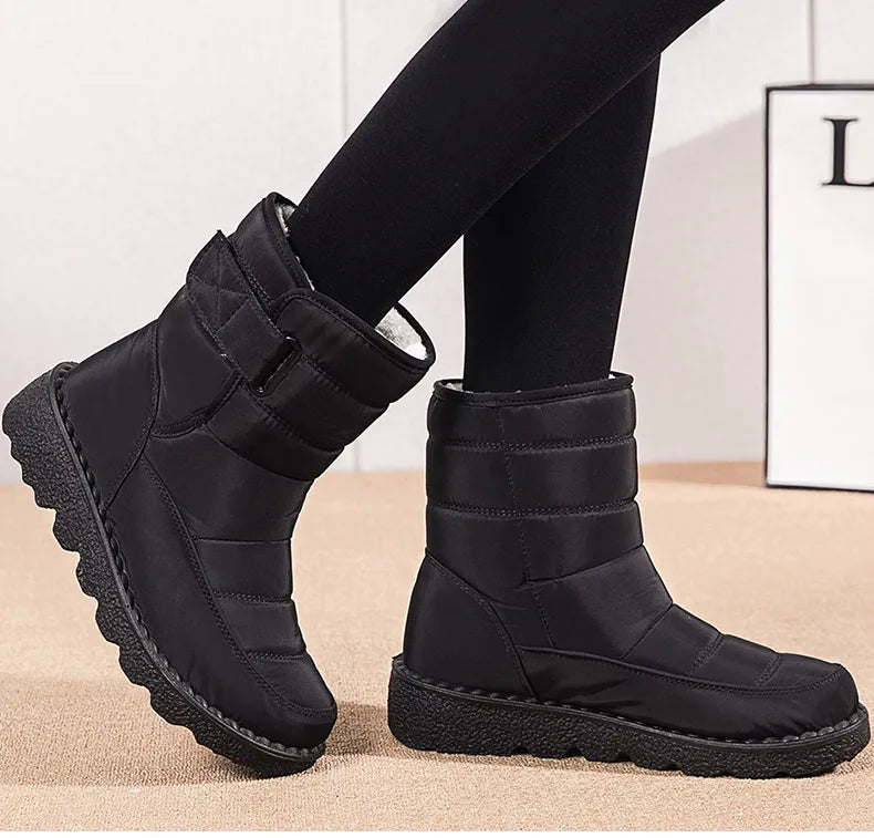 Women Boots 2025 Winter Shoes Woman Waterproof Snow Boots Winter Warm Fur Botas Mujer Korea Style Black Ankle Boots For Women