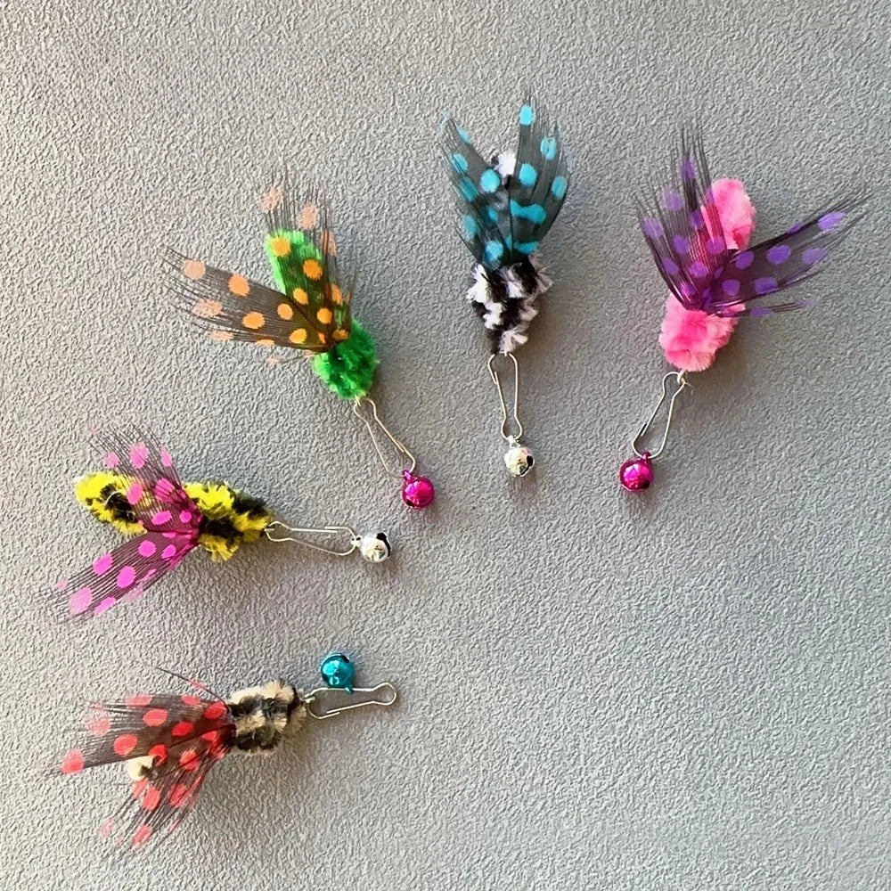 3pcs Cute Simulation Insect Cat Teaser Stick for Change Heads Cat Toys Feather Pet Toy Supplies