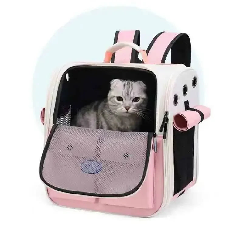Ventilation Large Capacity Cat Carrier Backpack Adjustable Strap Pet Carrying Bag Foldable Cat Backpack for Outdoor Travel