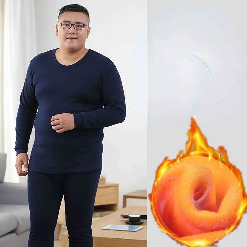 Winter Thermal Underwear Suit Man 6XL Size Fleece keep warm Men Long Johns Loose Elasticity Homewear Nightwear