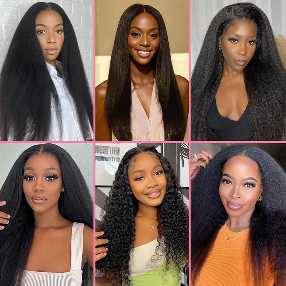 Kinky Straight Human Hair Extensions 100% Unprocessed Remy Hair Clip in Hair Extensions Real Human Hair for Women