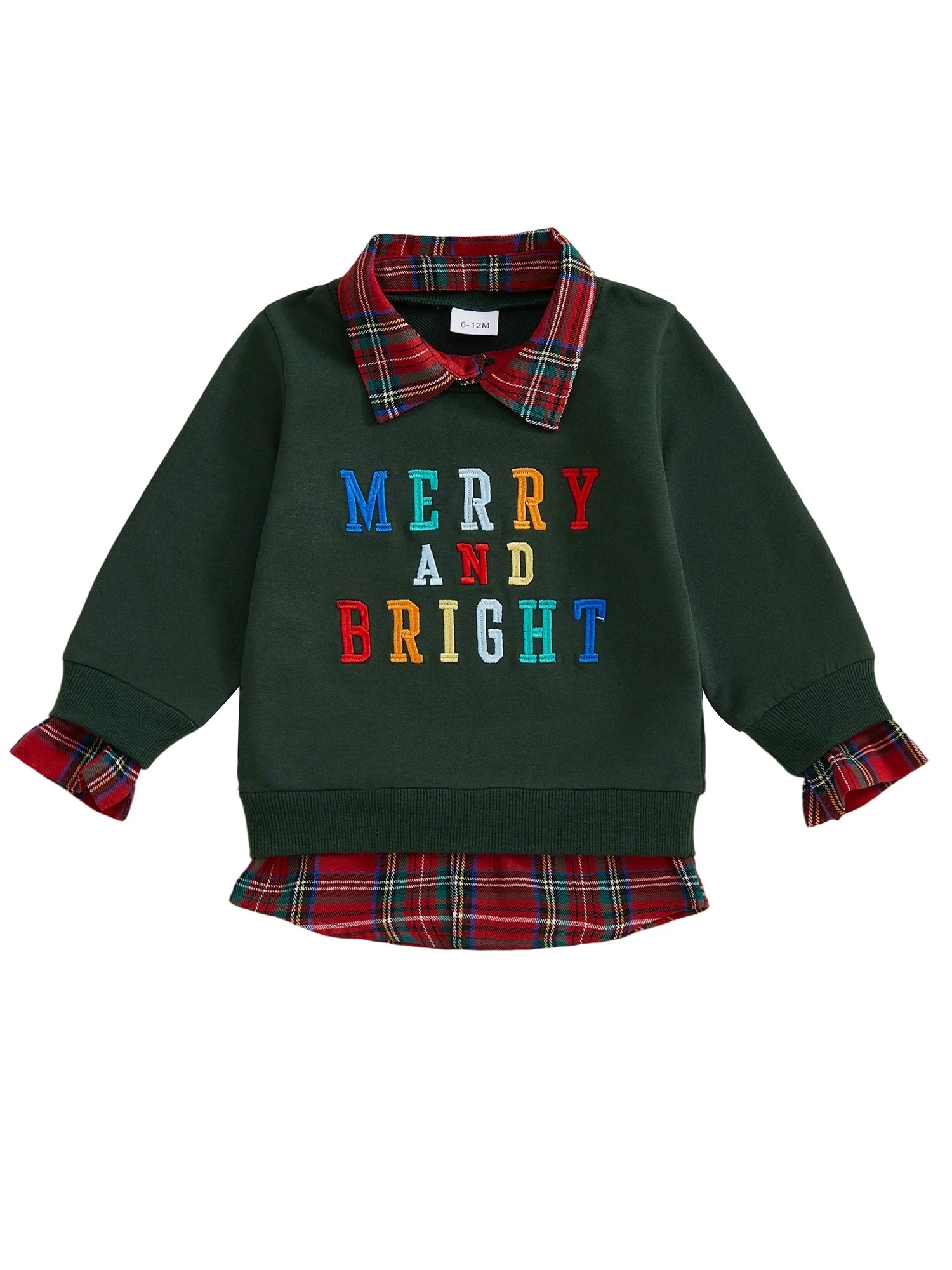 Lioraitiin Kids Boys Girls Sweatshirt Long Sleeve Embroidery Letters Patchwork Hoodie Pullover Christmas Costume Tops