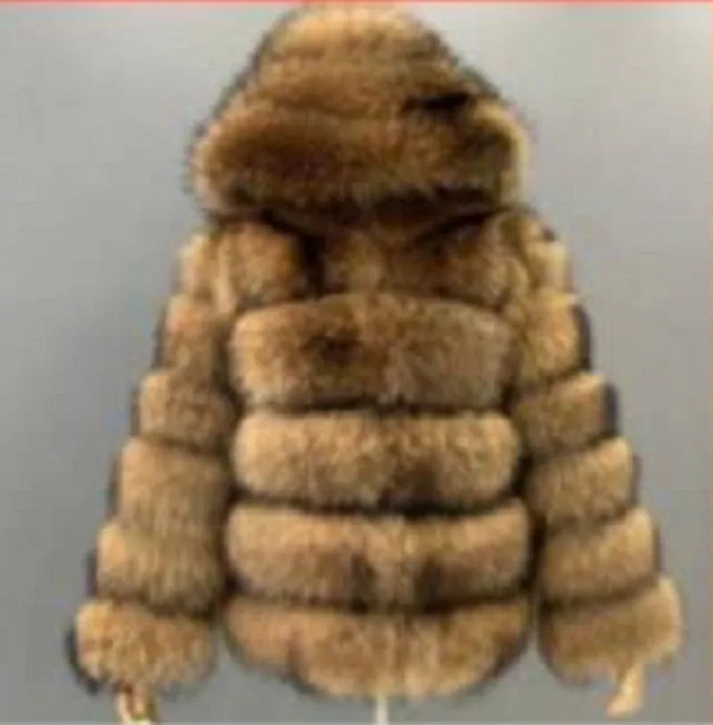 Women Fake Raccoon Fur Coat Ladies Winter Thick Warm Furry Faux Fur Fox Jackets Coats Patchwork Outerwear casaco feminina frio