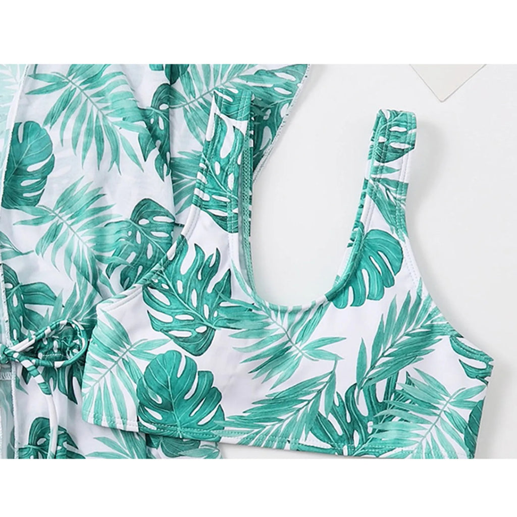 Size 12 Girl Bathing Suit Girls 3 Piece Tropical Bathing Suits Cute Bikini Swimsuit With Cover Up Sparkling Swimsuit