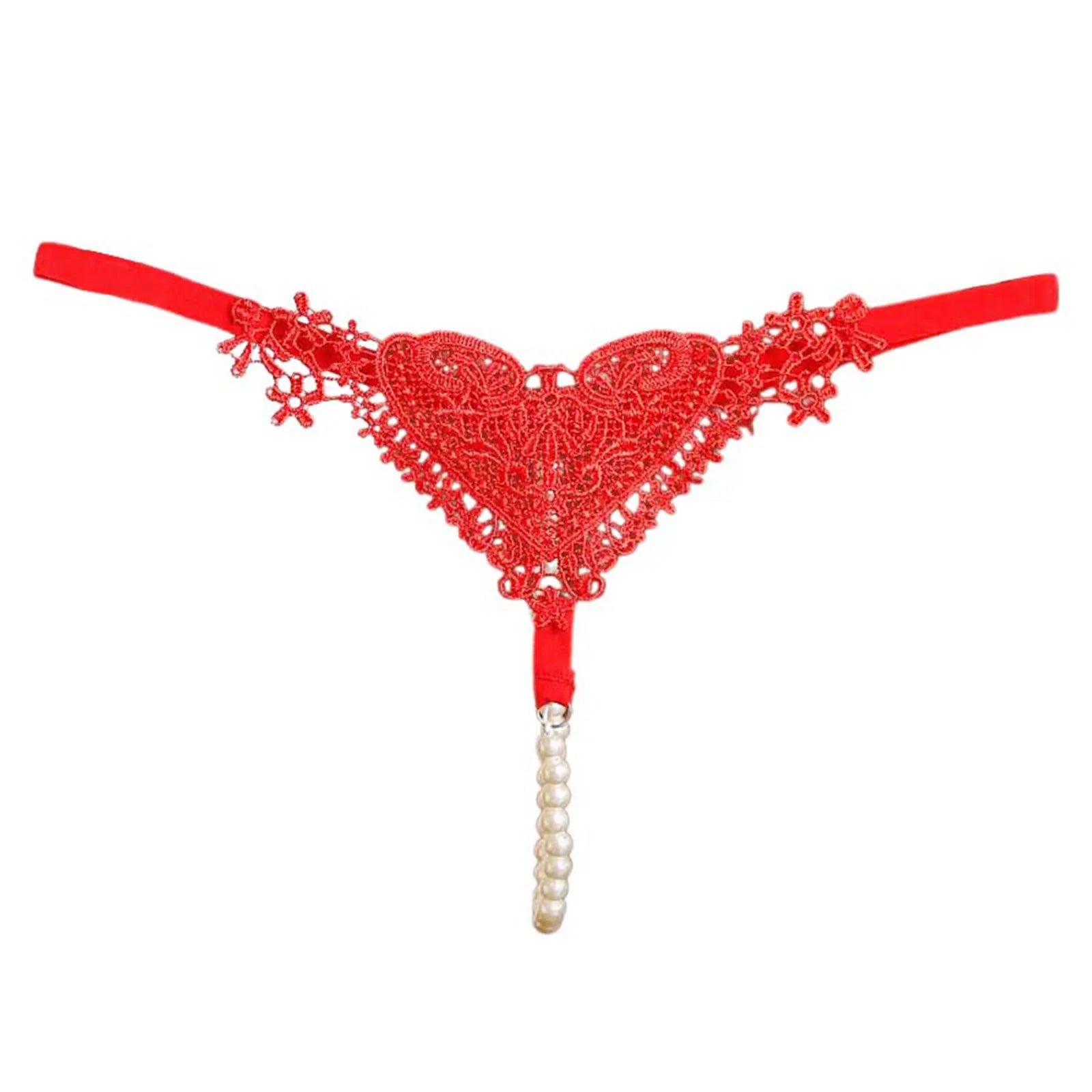 Seamless Crotchless Underwear Women Erotic Floral Embroidered Beading Sexy Lingeries Female Lace Hollow Out Pearl Panties