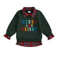 Lioraitiin Kids Boys Girls Sweatshirt Long Sleeve Embroidery Letters Patchwork Hoodie Pullover Christmas Costume Tops