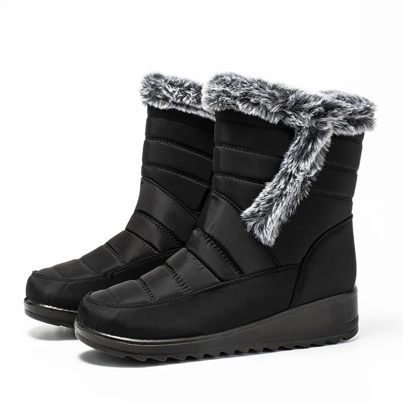 Faux Fur Waterproof Snow Boots Women 2024 Trend Non Slip Winter Ankle Boots Woman Warm Thicken Plush Couples Cotton Padded Shoes
