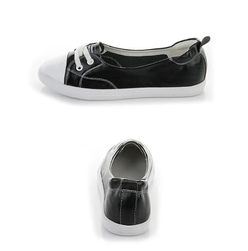 Shallow Mouth Leather Small White Shoes Women's 2026  Flat Shoes Casual Shoes Women Driving Pregnant Women Student Skate Shoes