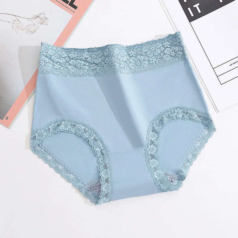 12PCS High quality Cotton Panties Women's Underwear High waist  Lace Resilient Soft  Briefs Abdomen In Slimming lingerie