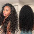 Half Wig 26 Inches Human Hair 3 in 1 Shaggy Waves Flip Over Drawstring Wig 250% Density Glueless Wigs Natural Black Ready to Go