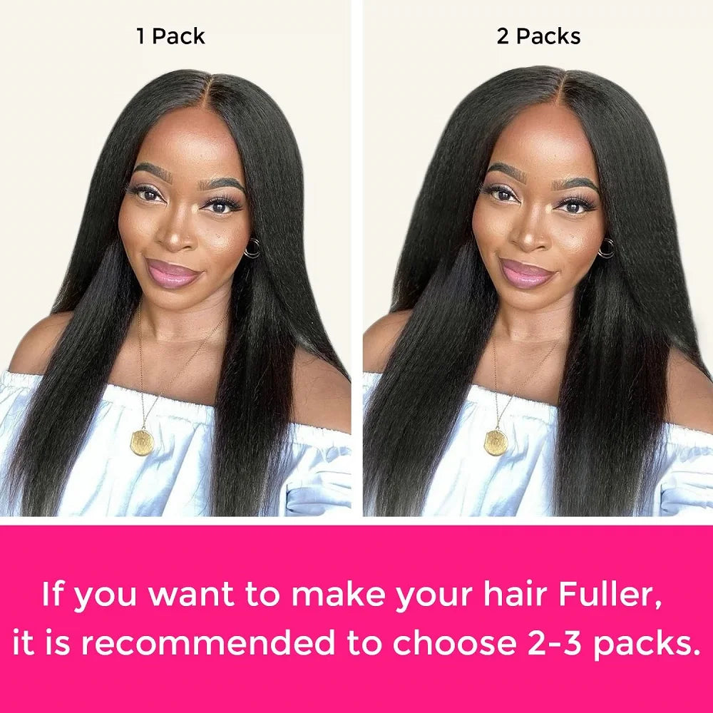 Kinky Straight Human Hair Extensions 100% Unprocessed Remy Hair Clip in Hair Extensions Real Human Hair for Women